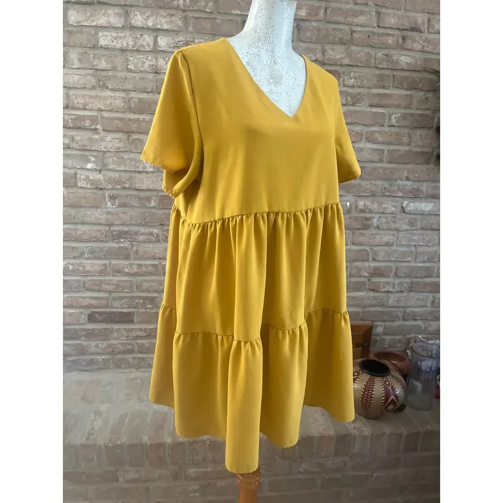 Gorgeous mustard yellow A line dress. Sz XL - Picture 2 of 3